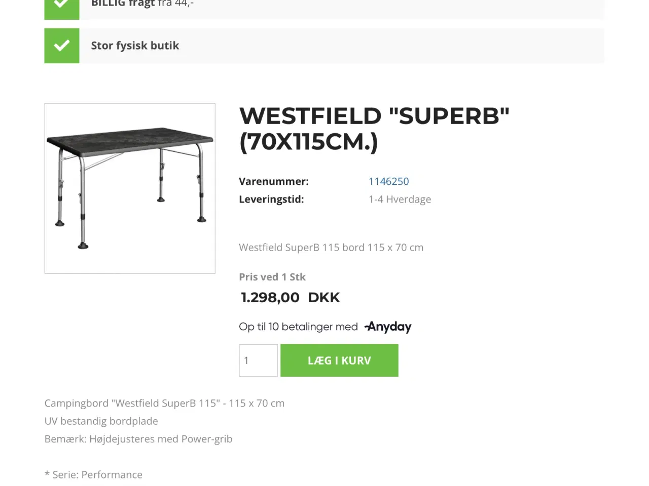 Billede 8 - WESTFIELD Superb 115 campingbord