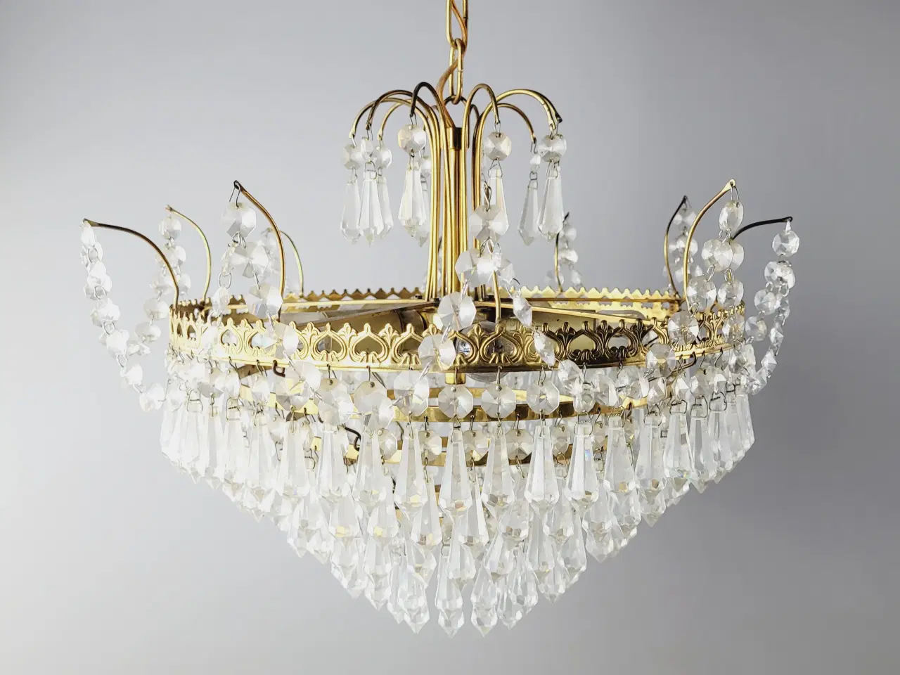 Billede 4 - ⭐️: Smuk Vintage Prismelysekrone i Messing