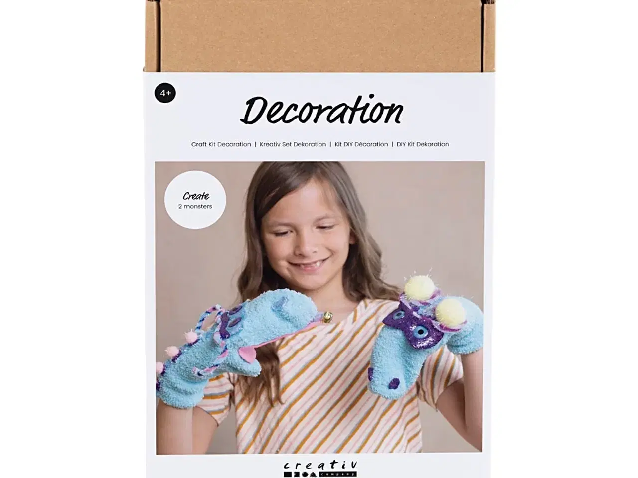 Billede 1 - DIY Kit Dekoration, Strømpedukke monster, ass. farver, 1 pk.