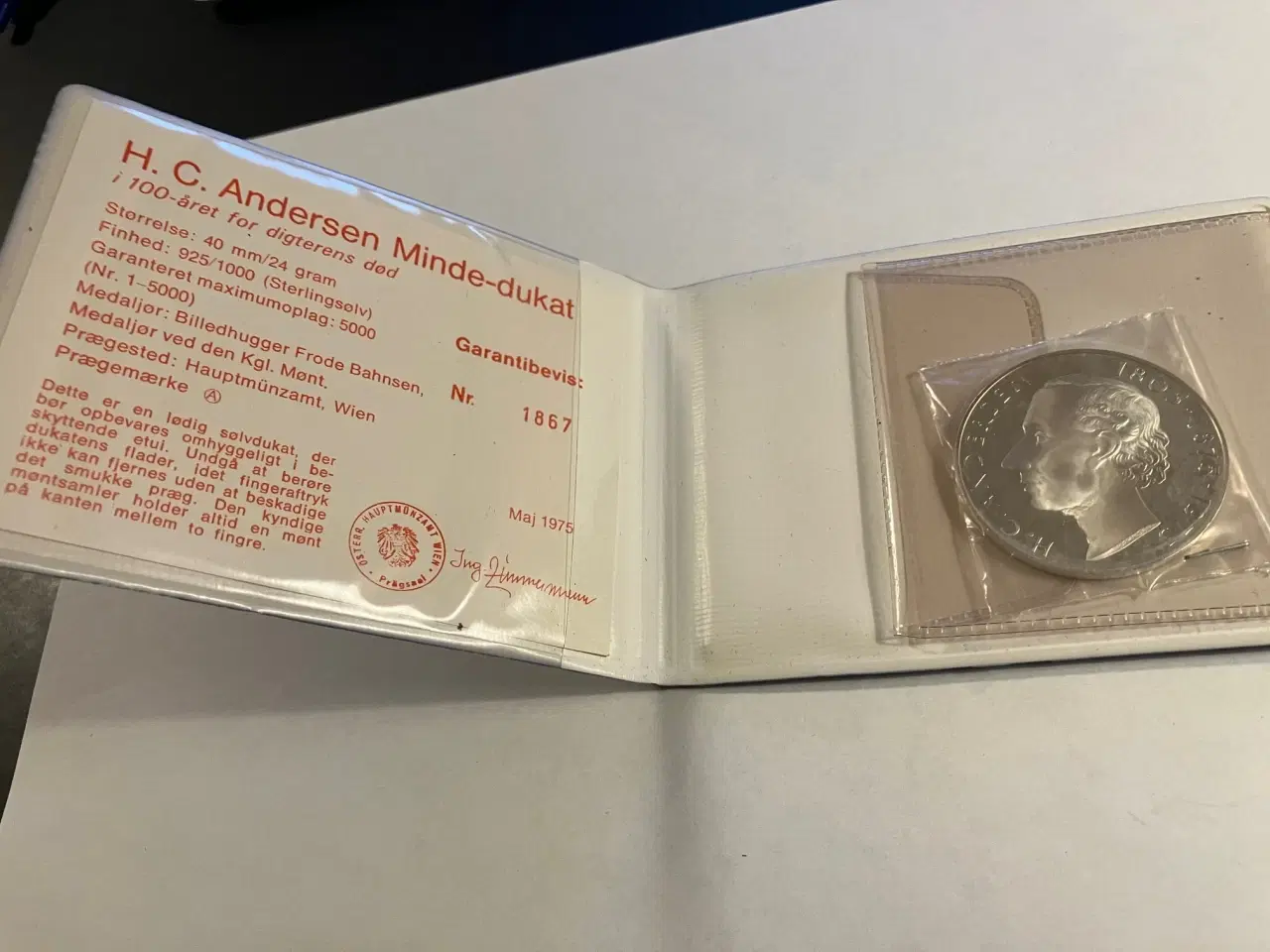 Billede 1 - H.C. Andersen Minde-dukat sølv