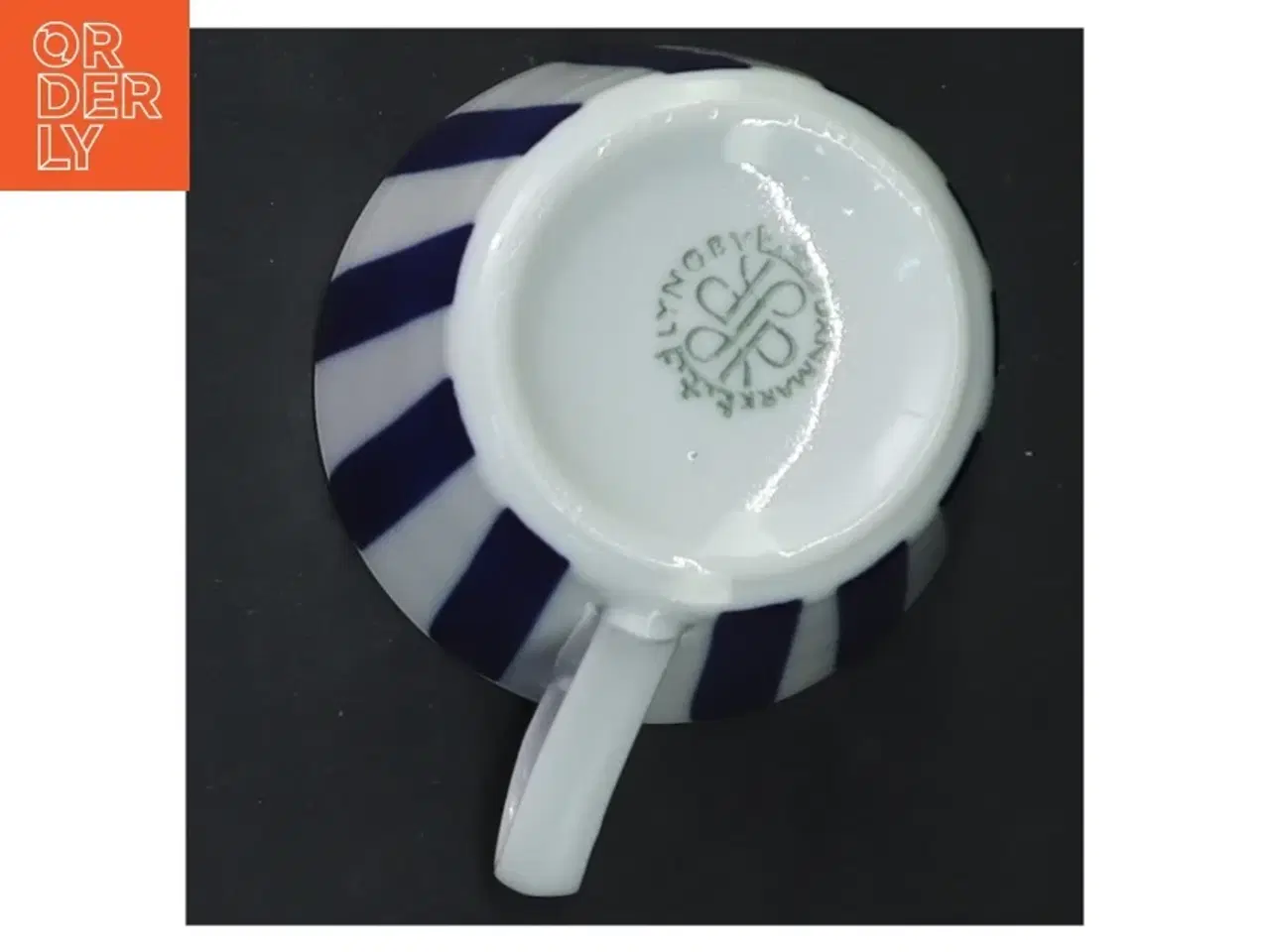 Billede 2 - Blå stribe kaffekop fra Lyngby (str. Ø 7x7 cm)