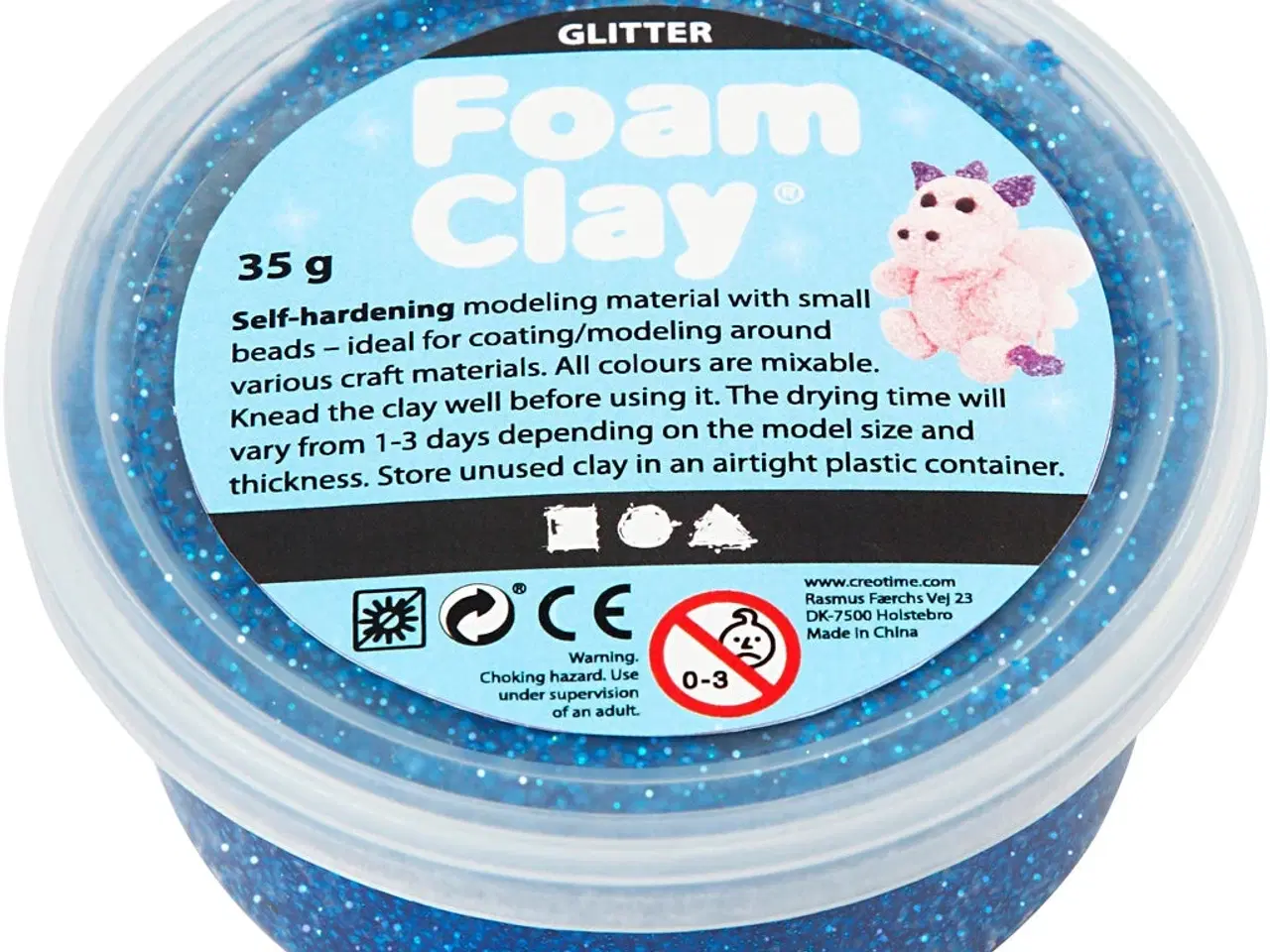 Billede 1 - Foam Clay® Glitter Blå 35g - Kreativt Modelleringsmateriale
