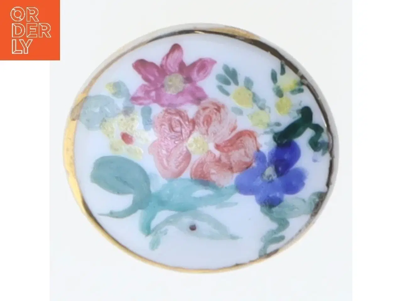 Billede 1 - Floral dekoreret smykke (str. 3,5 cm)