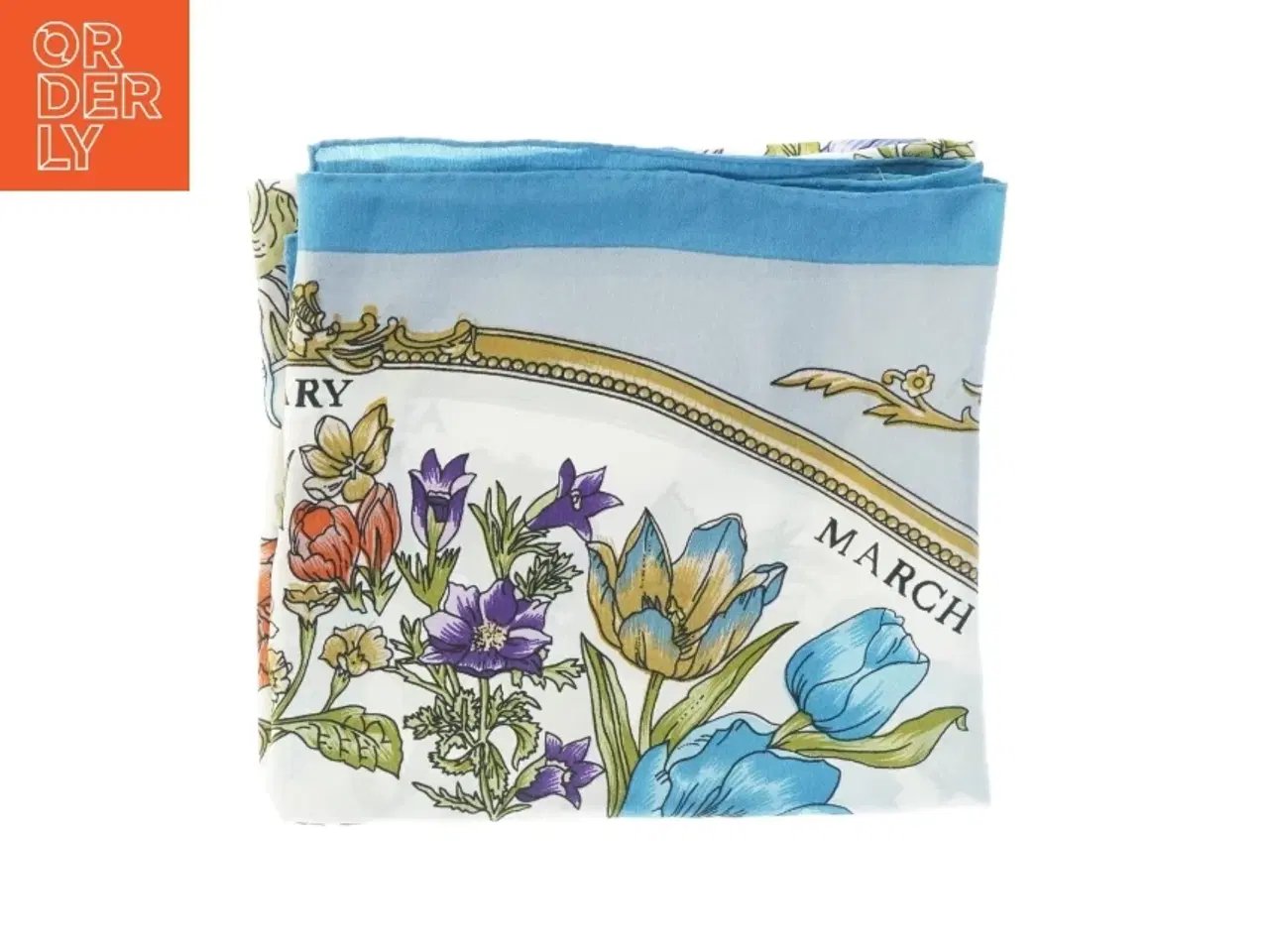 Billede 1 - Tørklæde med blomsterprint (str. 90 x 85 cm)
