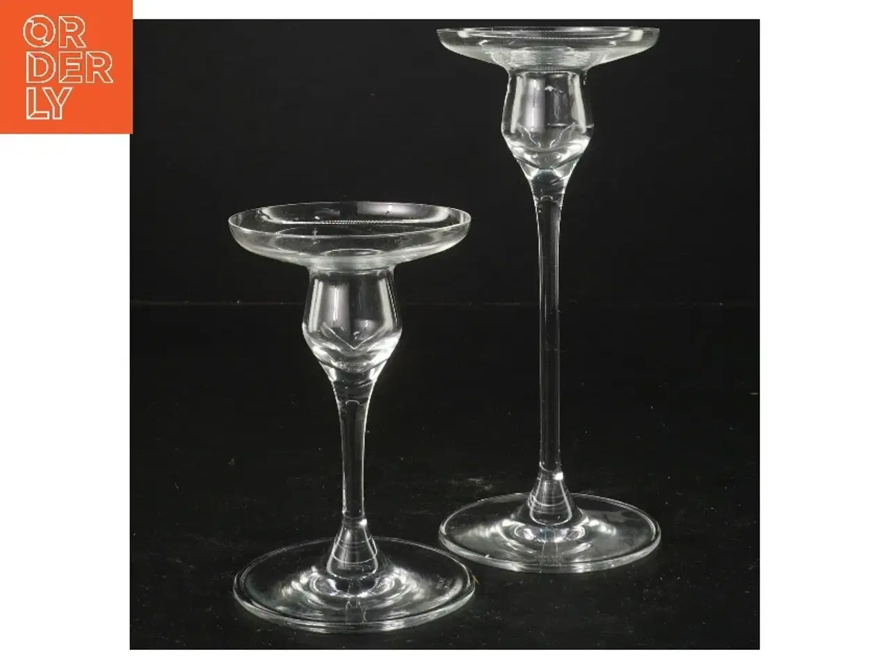 Billede 1 - Glas lysestager fra Holmegaard (str. 12 og 18 cm)