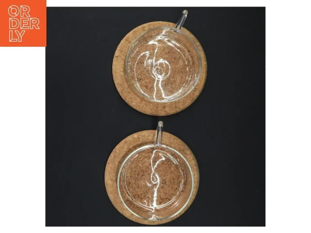 Billede 2 - Boda Nova Sæt med glas kopper og kork underlag (str. 7x10 cm)