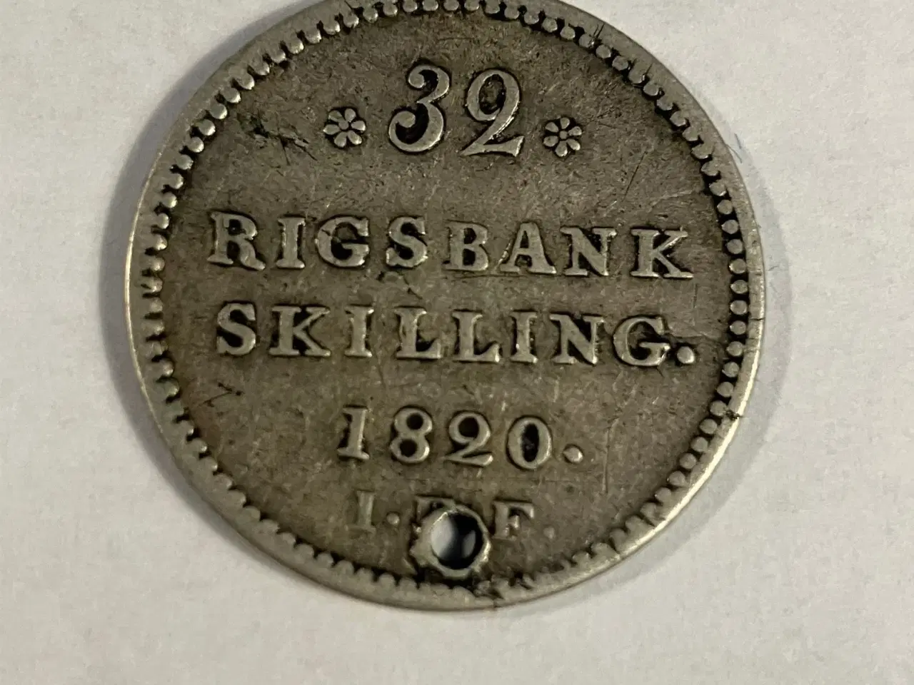 Billede 1 - 32 Rigsbankskilling 1820 - Dårlig stand