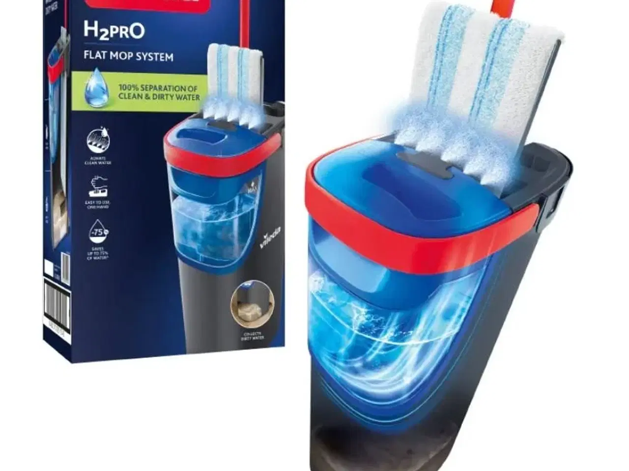 Billede 2 - Gulvmoppe flad – Vileda H2Pro med spand