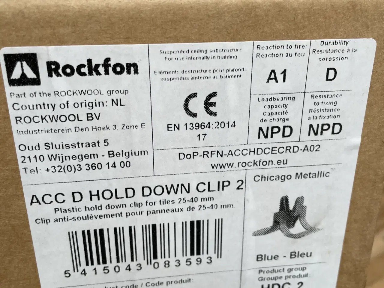 Billede 4 - Rockfon acc d hold down clip 2, plastik, blå