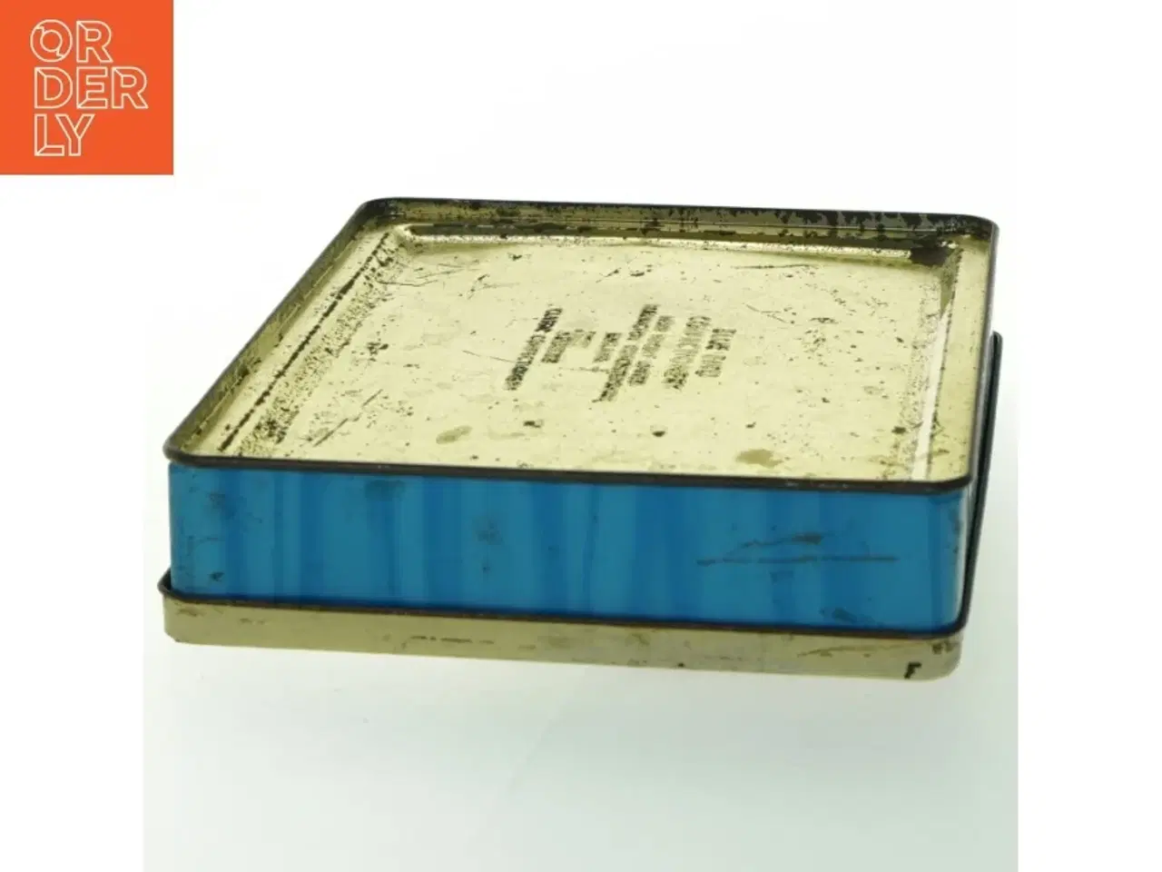 Billede 6 - Antik Blå metaldåse med blomstermotiv fra Blue Bird Confectionery (str. 20,5 x 17 cm)