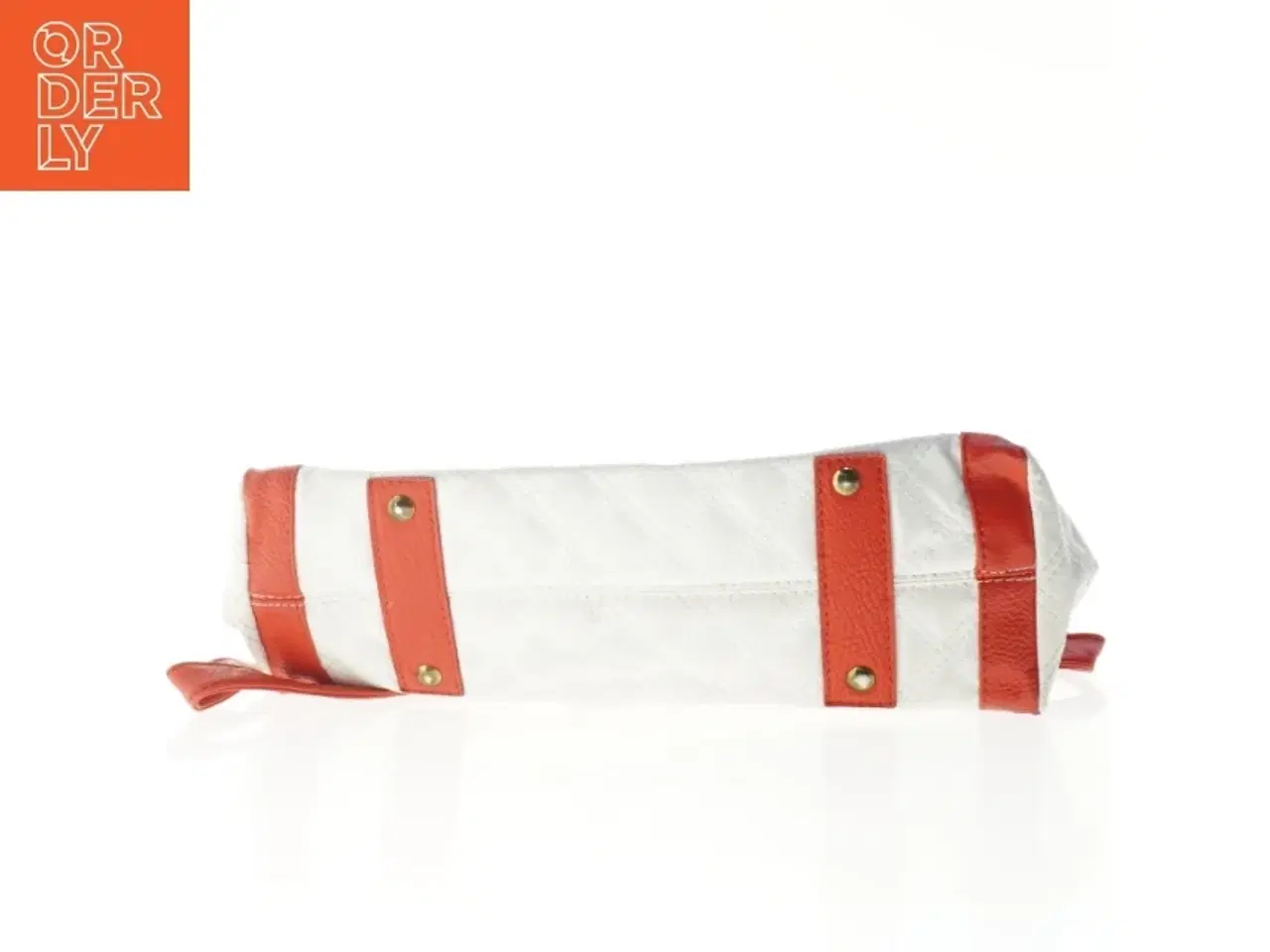 Billede 5 - Hvid og rød quiltet skuldertaske (str. 38 x 26 x 12 cm)