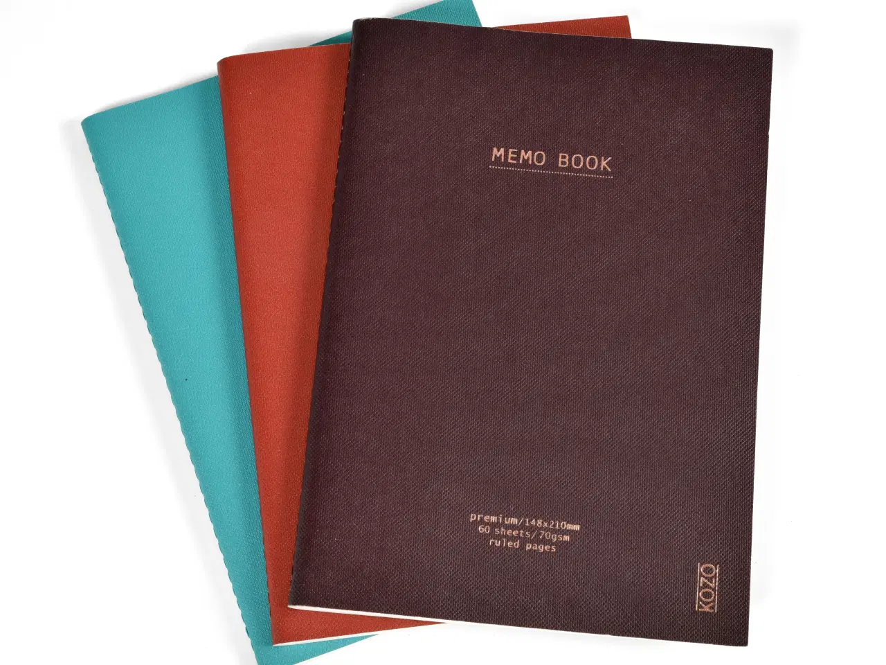 Billede 1 - KOZO Notesbog A5 3 Pakke Coffee Bric Steel Blue