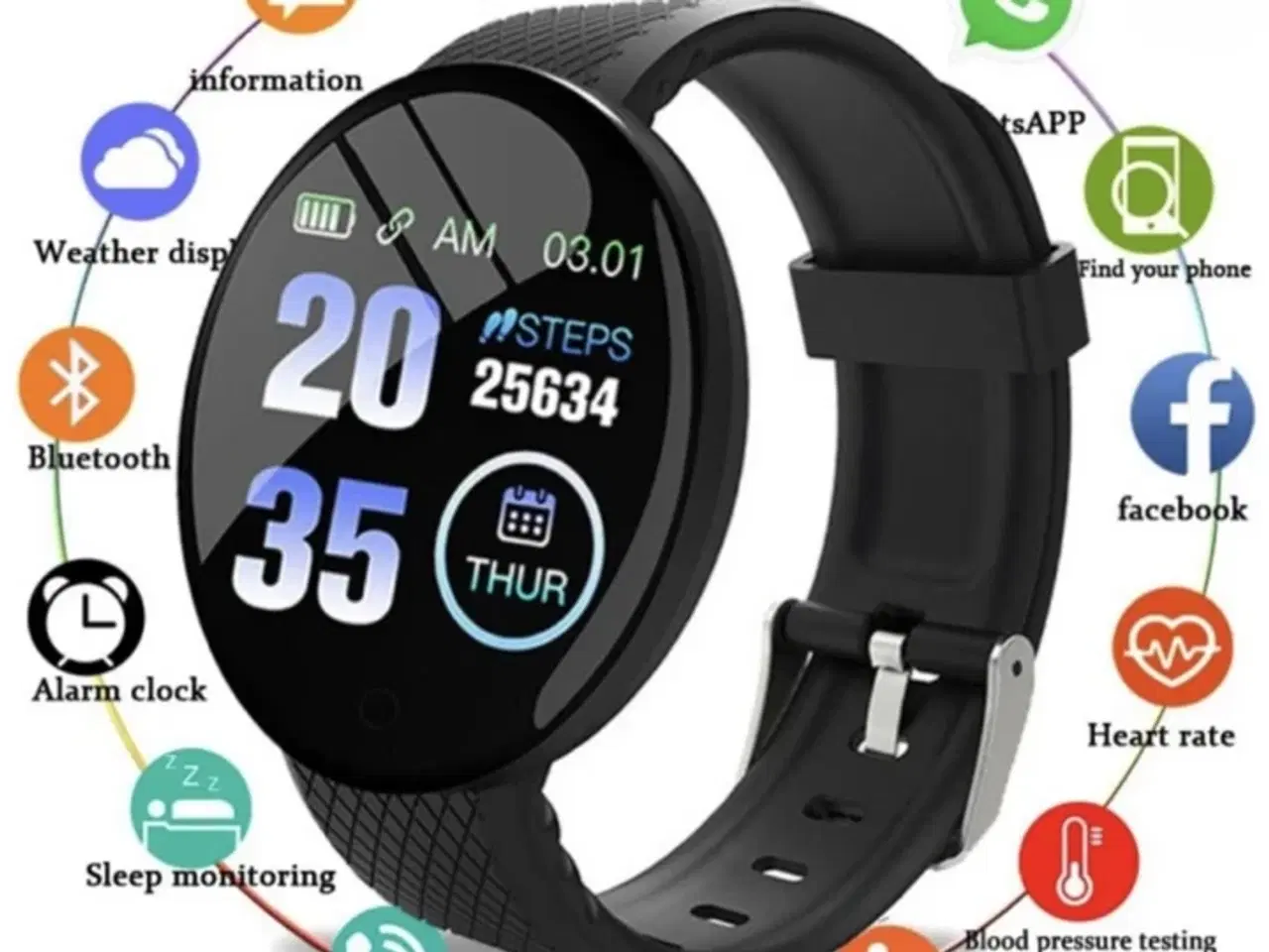Billede 3 - 3 stk. Smartwatch Macaron, Mørkblå