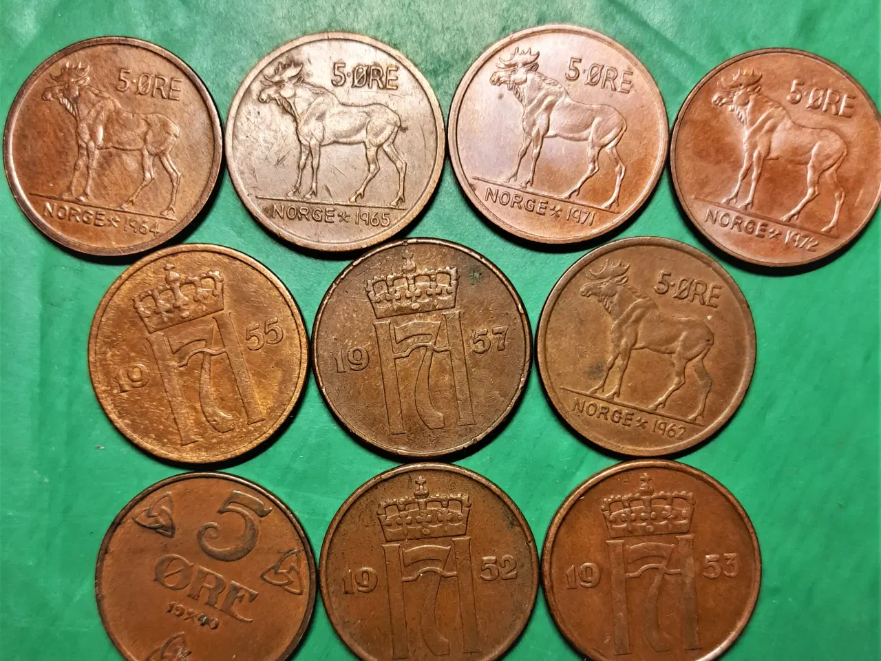Billede 2 - NORGE NORWAY 10 x 5 ØRE 1940 - 1972 Se Omtale...