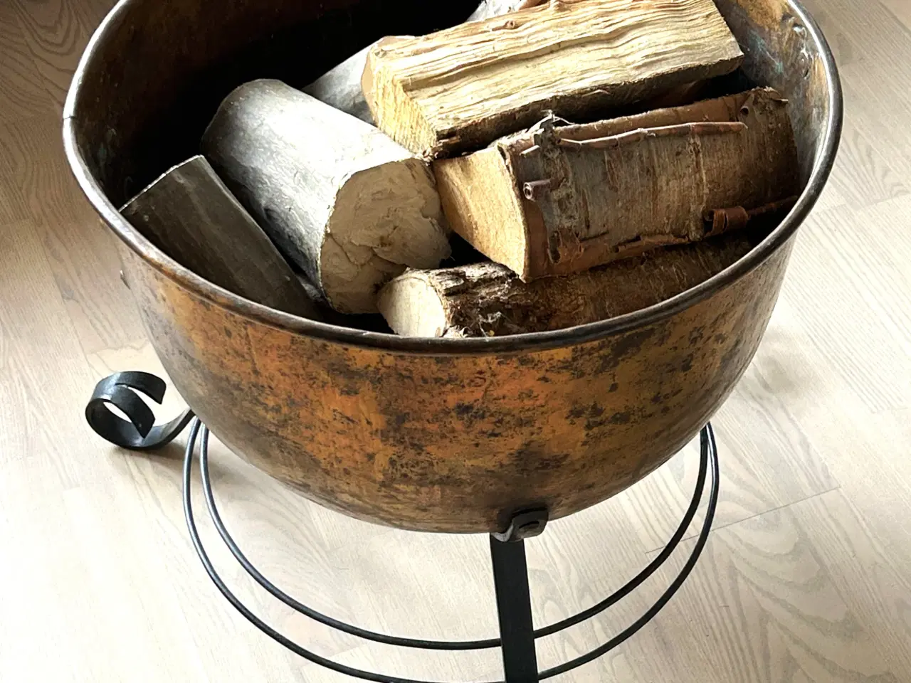 Billede 3 - Stor kobberkedel til f. eks. pejsebrænde