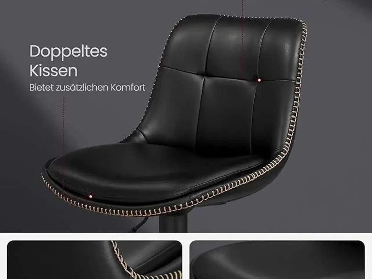 Billede 3 - Barstole med ryglæn – VASAGLE, sæt á 2, højdejusterbare, drejelige, kunstlæder, sort blæk