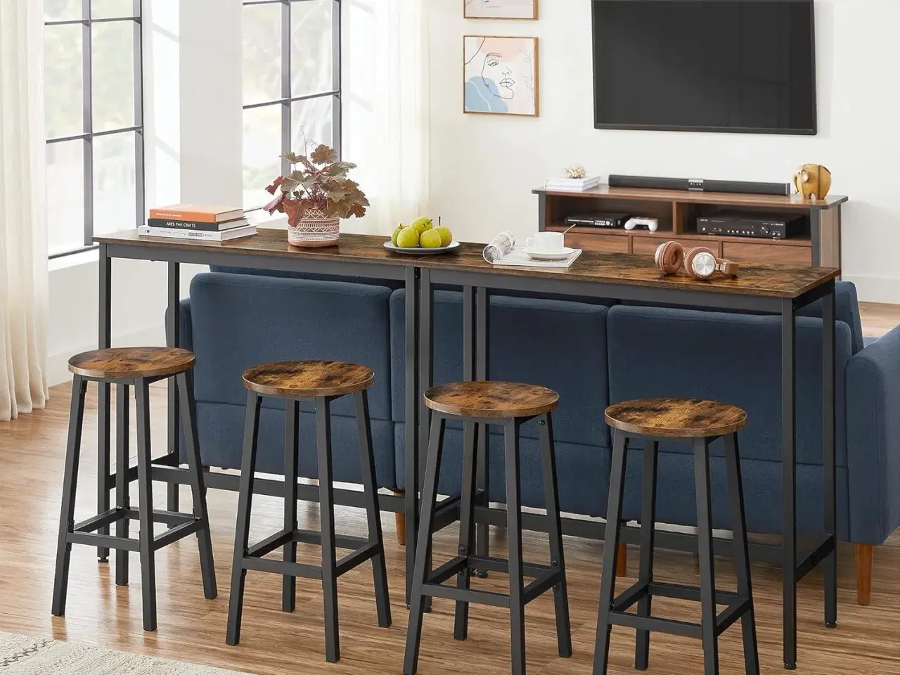 Billede 3 - Barbord sæt – VASAGLE industrielt højbord med 2 barstole, vintage brun/sort