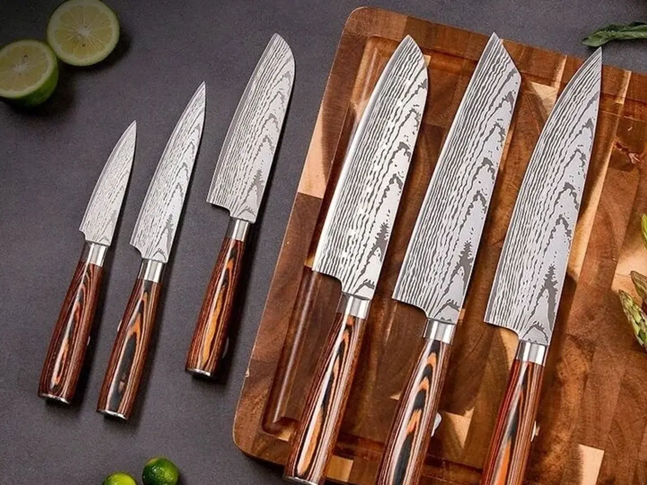 Billede 2 - Japansk knivsæt med 6 dele – 5Cr15 rustfrit stål og pakatræ