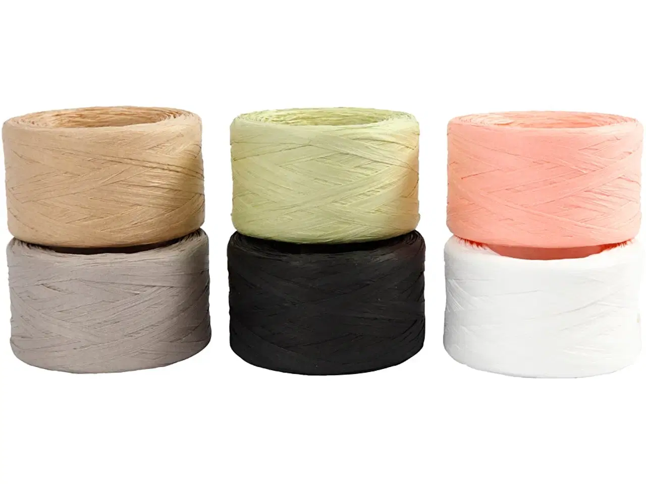 Billede 1 - Raffia Papirgarn, B: 7-8 mm, ass. farver, 6x100m/ 1 pk.