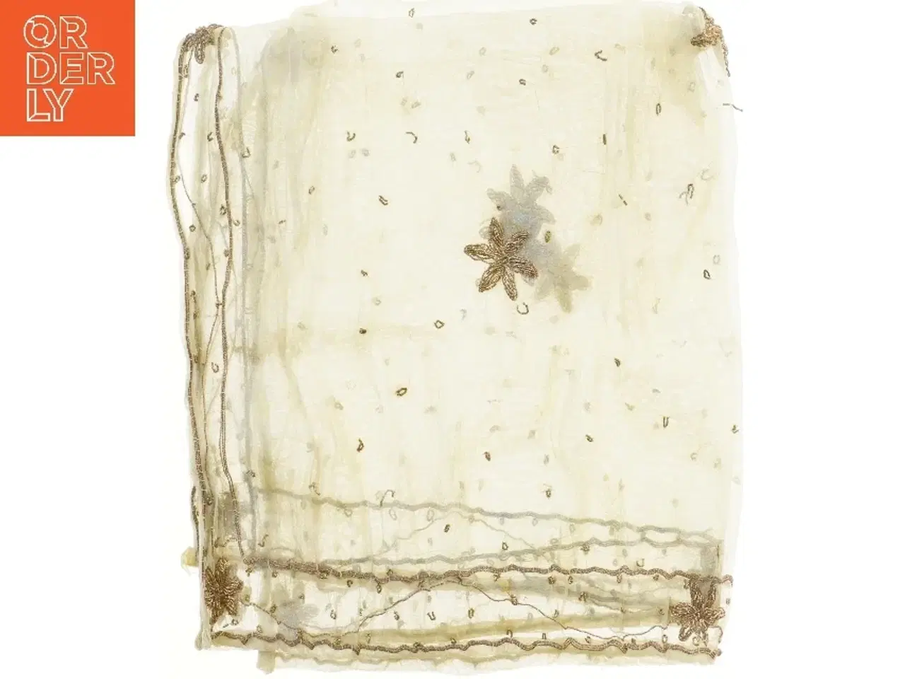 Billede 1 - Dekorativ vintage transperant dug  med broderi (str. 87x99 cm)