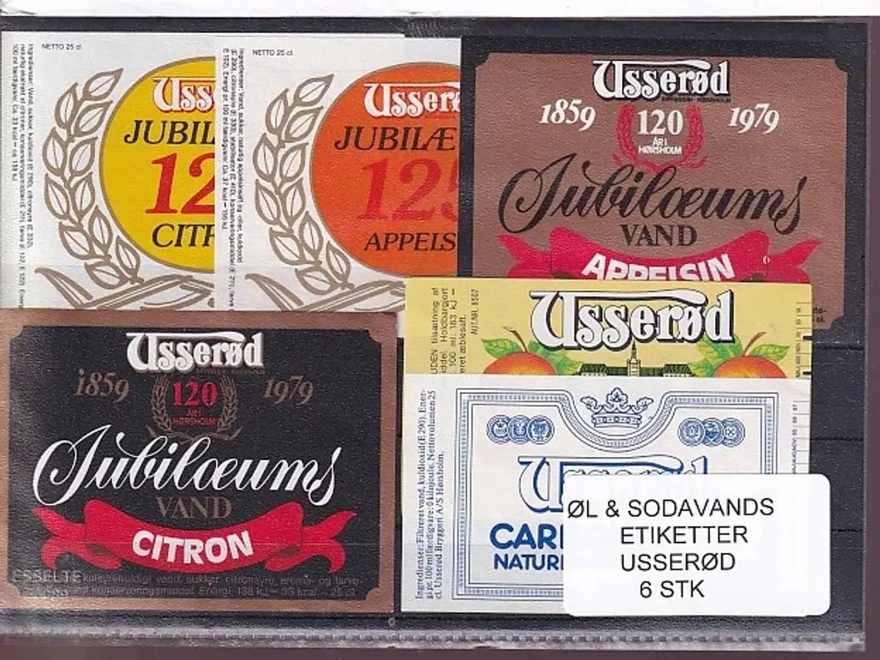 Billede 1 - Øl og Sodavands Etiketter - Usserød - 6 Stk.