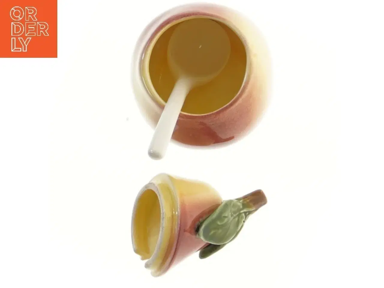 Billede 3 - Pærefaconet krukke med ske (str. 15 cm)