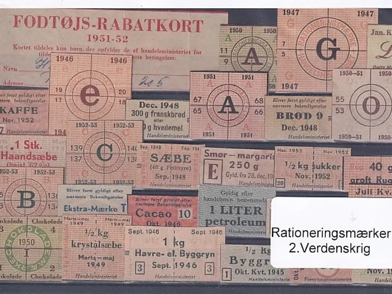 Billede 1 - Rationeringsmærker - 2. Verdenskrig