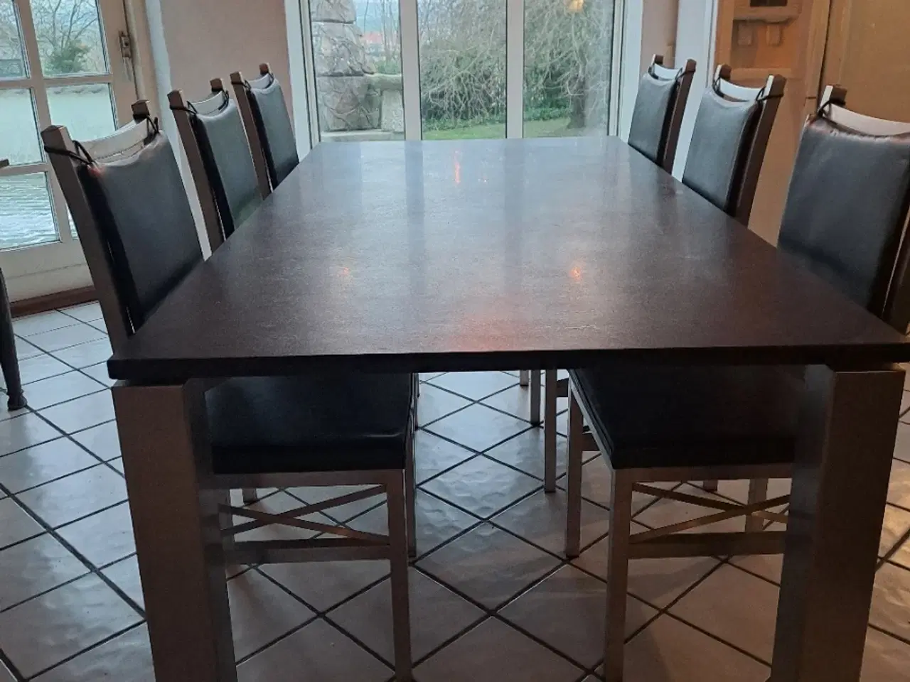 Billede 2 - Marmor bord og 6 stoæe