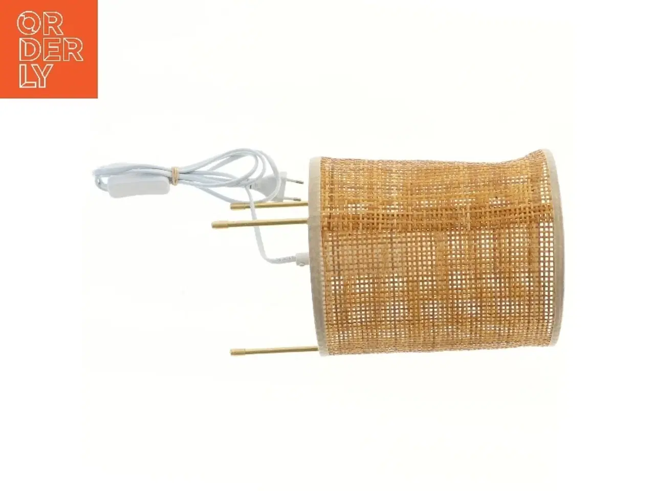 Billede 3 - Cylindrisk bordlampe med fletskærm (str. 31x19 cm)