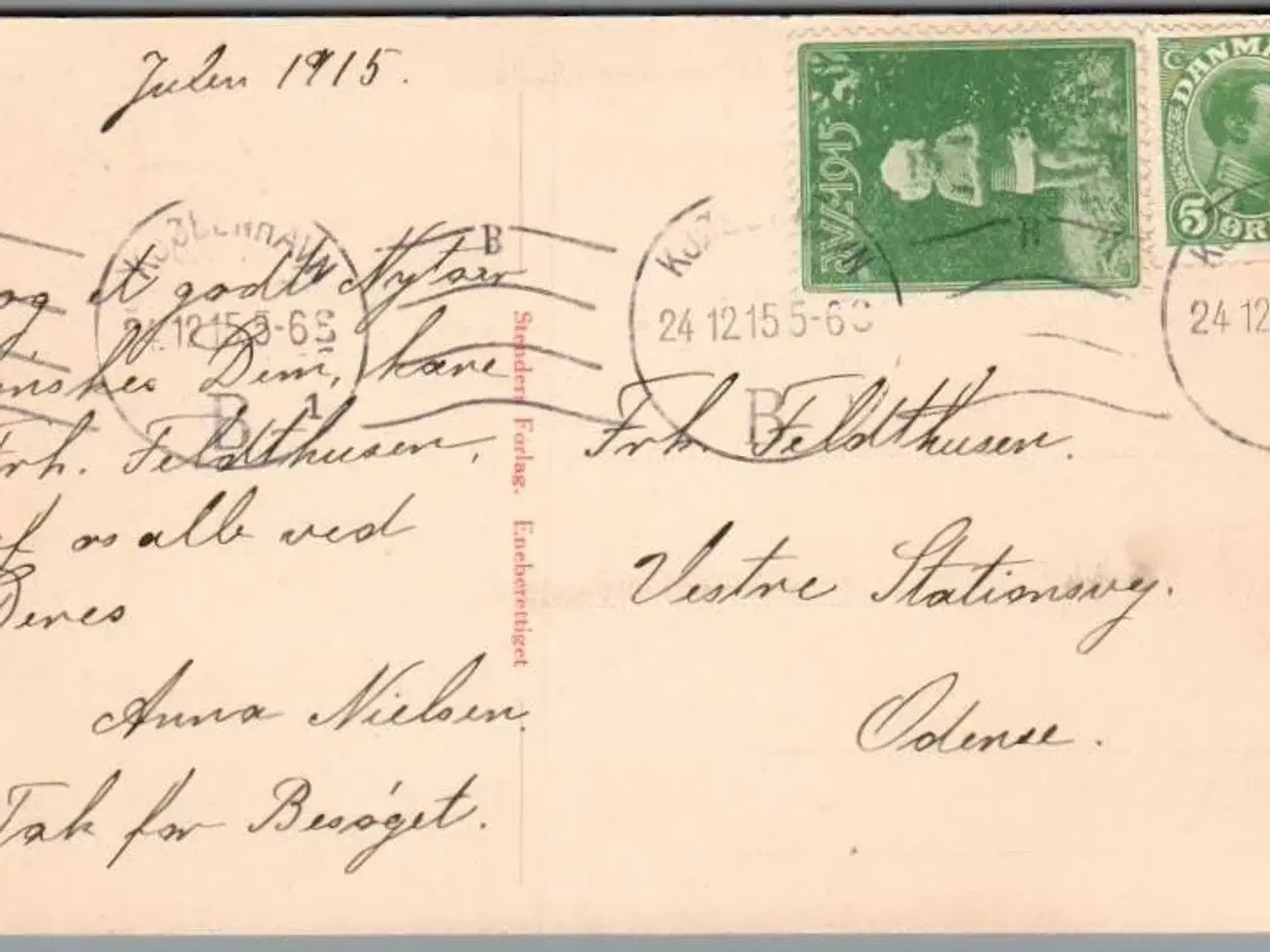 Billede 1 - Julemærke 1915 på Postkort