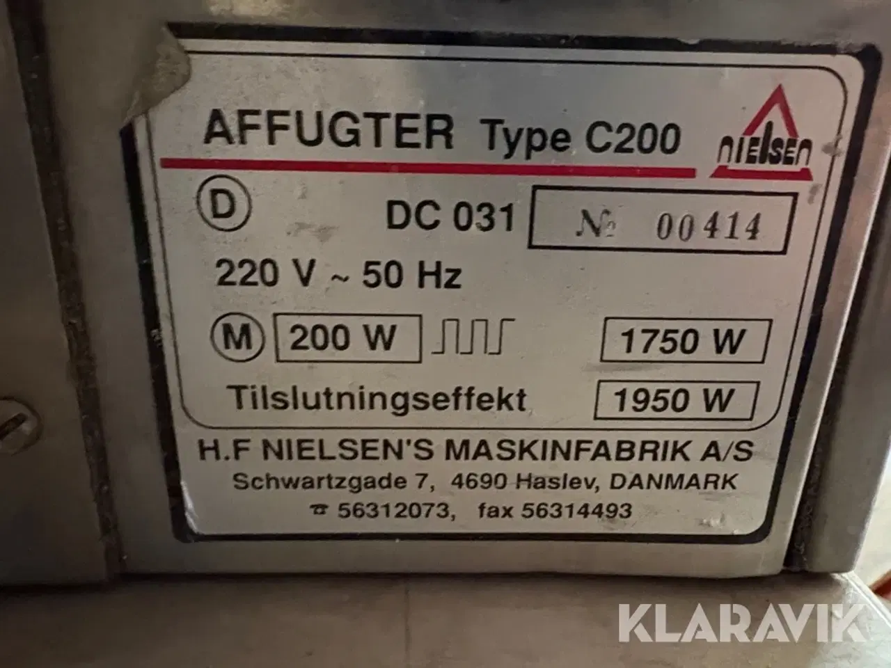 Billede 4 - Affugter H.F. Nielsen’s Maskinfabrik C200
