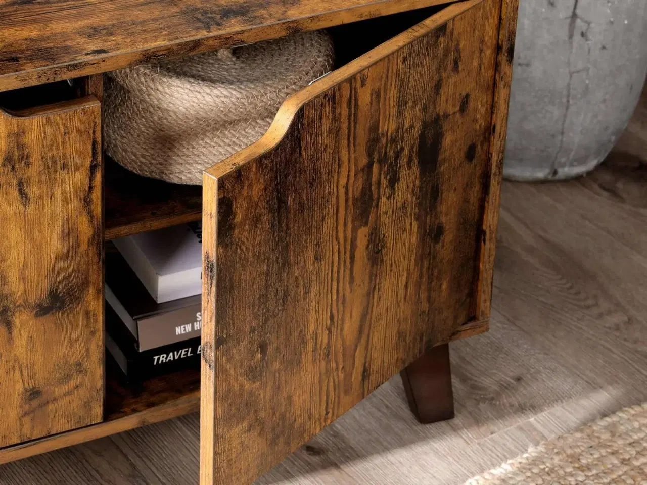 Billede 6 - TV-bord til op til 60" – 2 låger, justerbare hylder, rustik brun