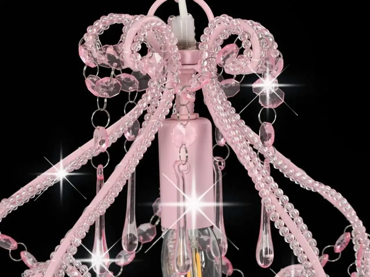 Billede 4 - Loftlampe med perler rund E14 pink