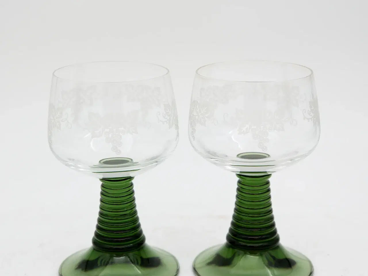 Billede 8 - Franske Rømerglas til rødvin, grøn stilk