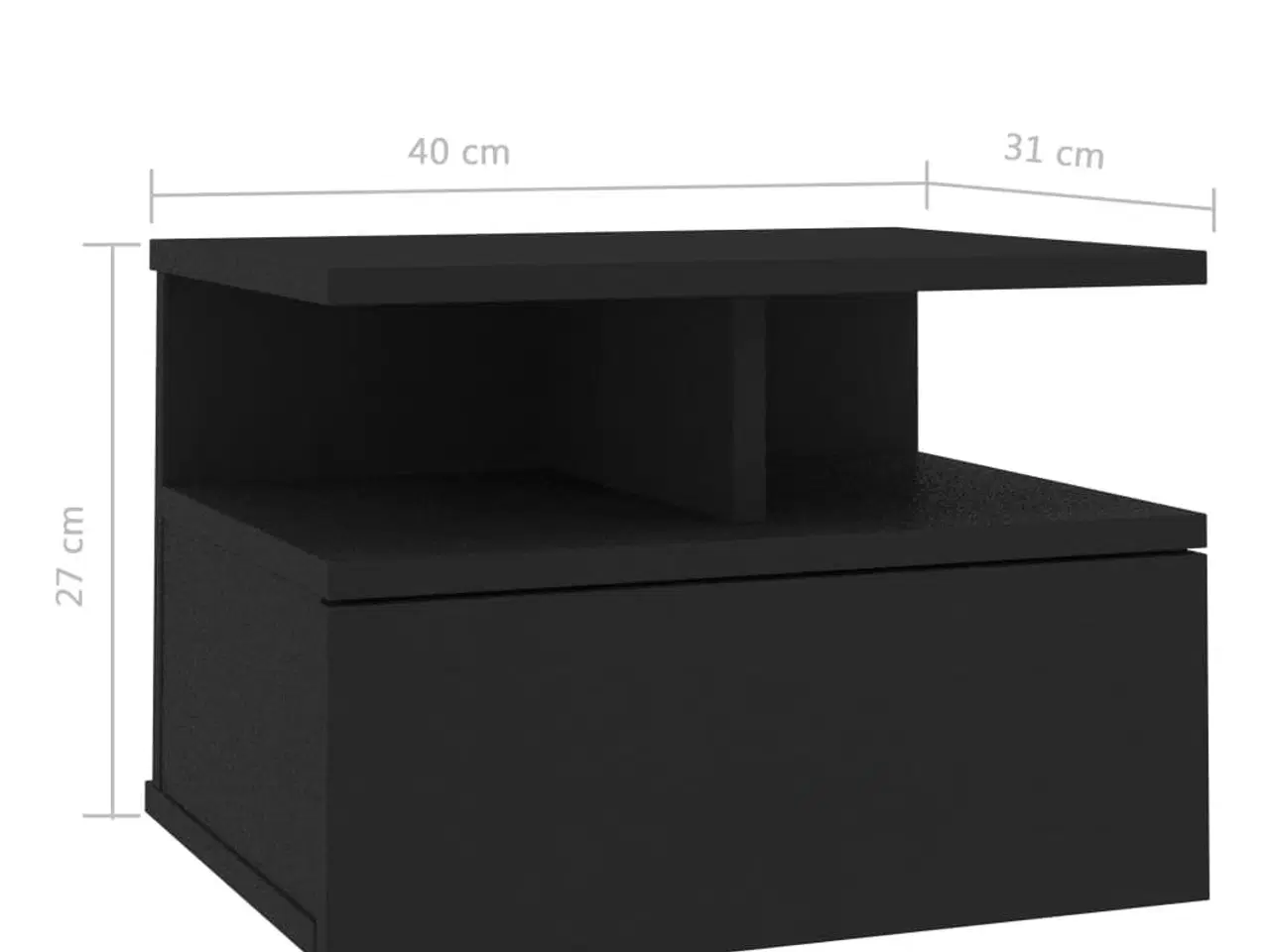 Billede 7 - Svævende natborde 2 stk. 40 x 31 x 27 cm spånplade sort