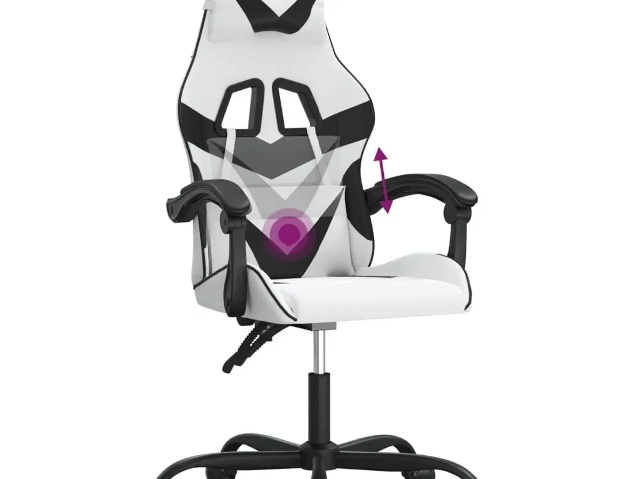 Billede 10 - Drejelig gamingstol kunstlæder hvid og sort