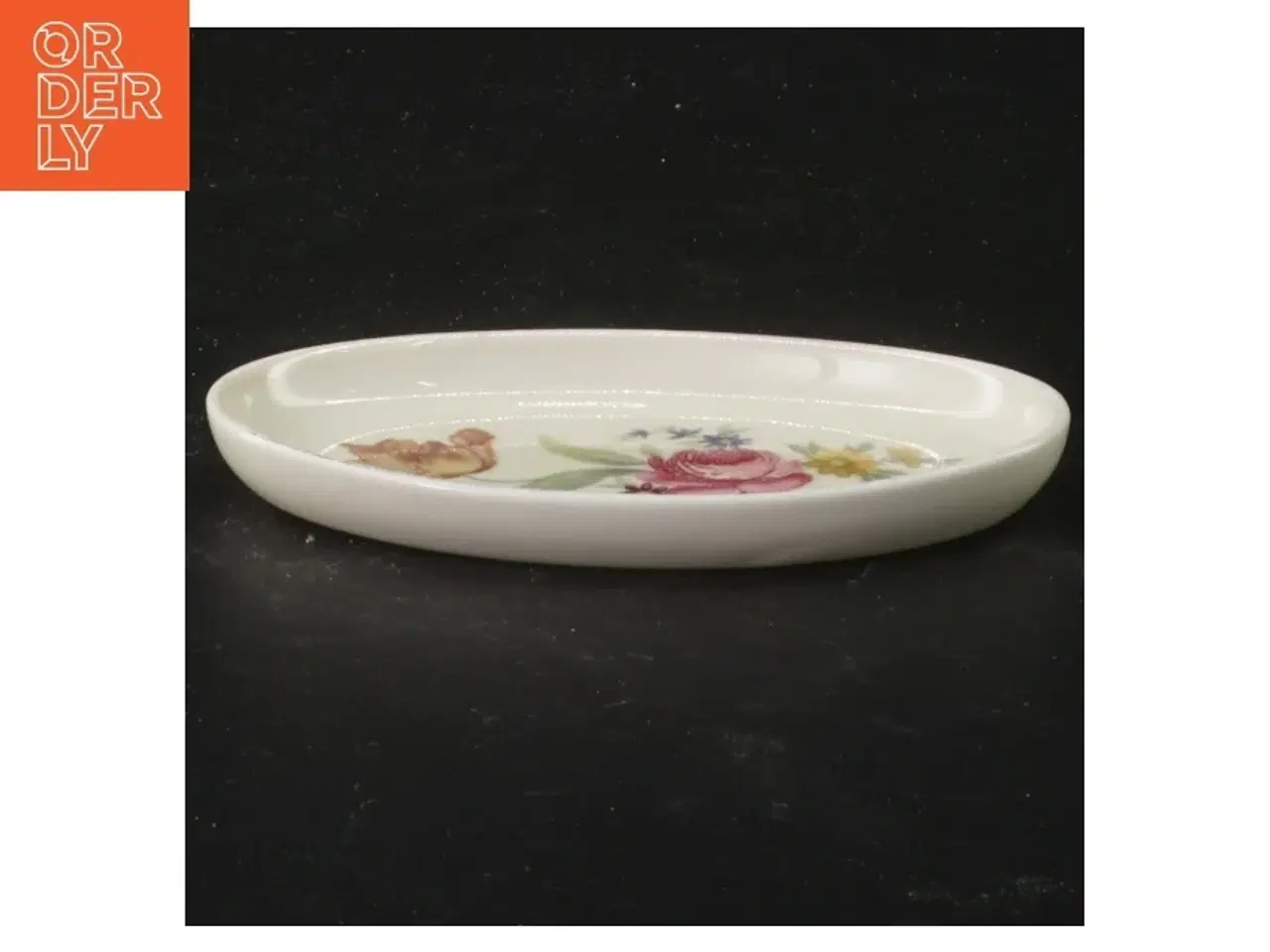 Billede 2 - Lille porcelænsfad med blomster (str. 12x7 cm)
