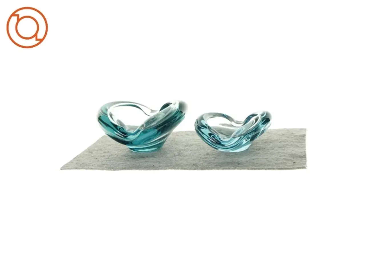 Billede 1 - Holmegaard vintage farvet glas Glasskåle / askebægre 2 stk. (str. 10 x 20 og 7 x 16cm)