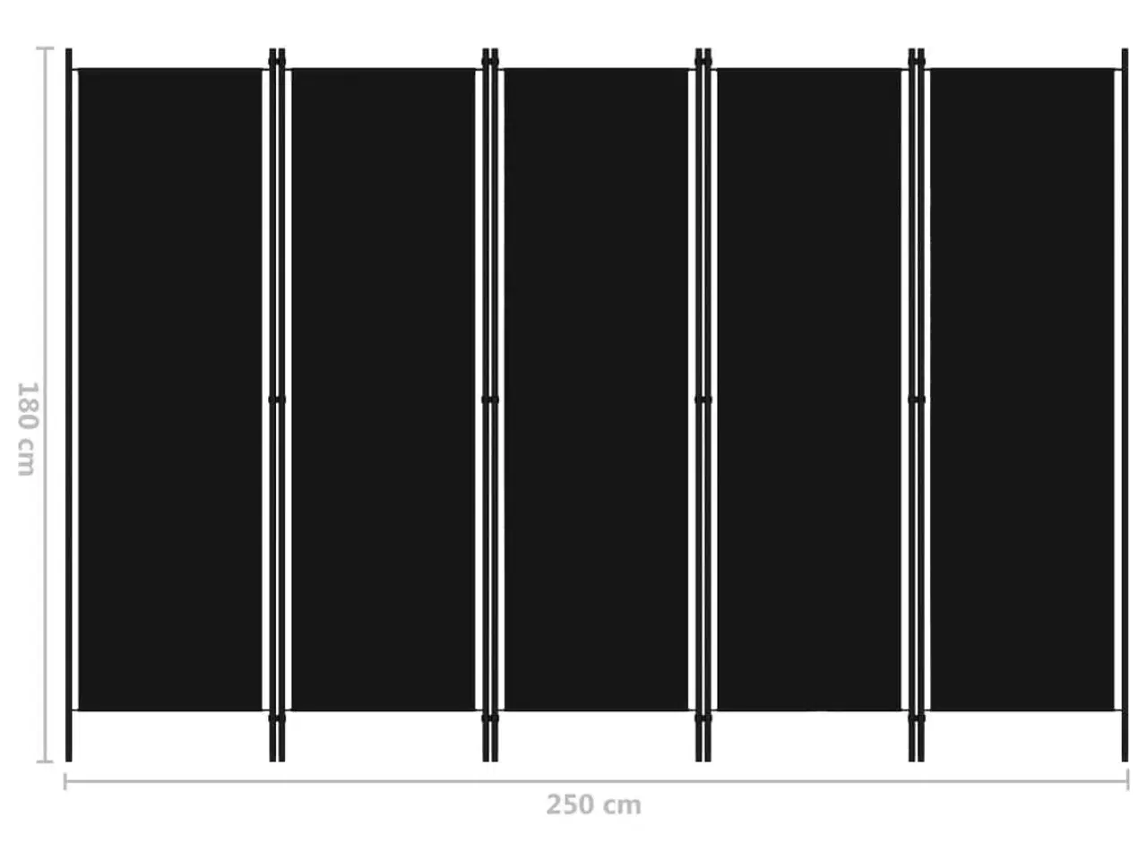 Billede 6 - 5-panels rumdeler 250 x 180 cm sort