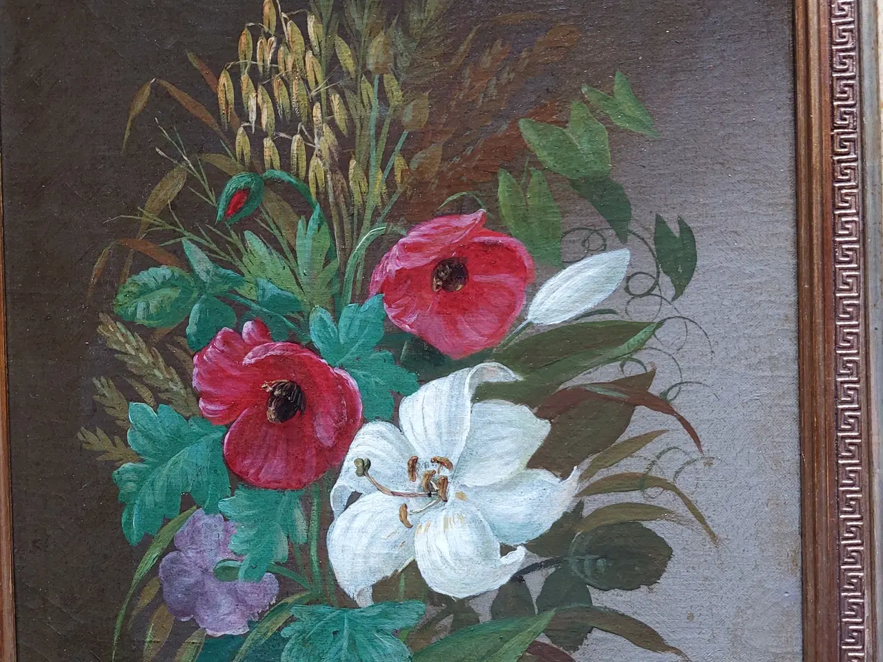 Billede 2 - ANTIK BLOMSTERMALERI -- i orig. ramme