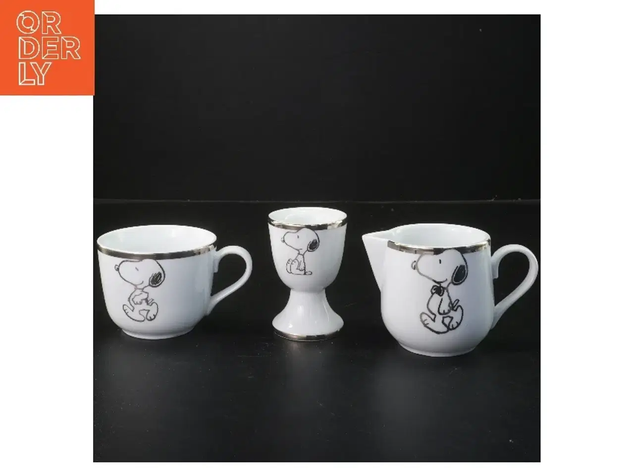 Billede 1 - Snoopy kaffekrus, flødekande og æggebæger fra Snoopy (str. Ø 7 & 5,5 & 8,5 cm)