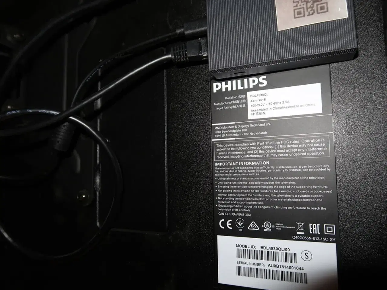Billede 2 - Fjernsyn PHILIPS BDL4830QL