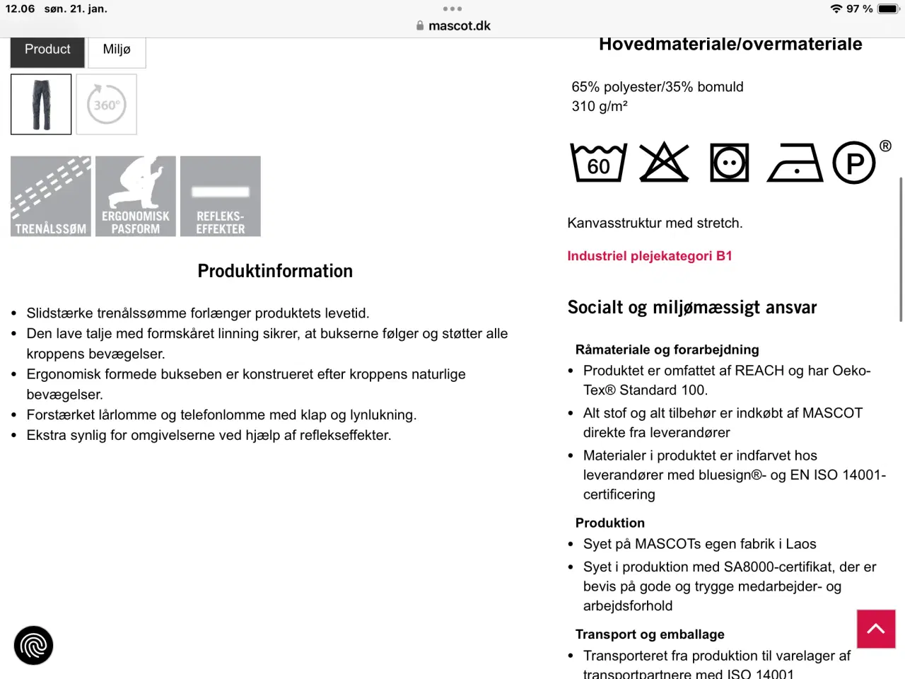 Billede 3 - Maskot arbejdsbuks sort m/orange stikninger