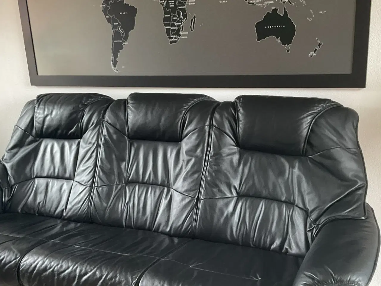 Billede 1 - Sort Lædersofa 