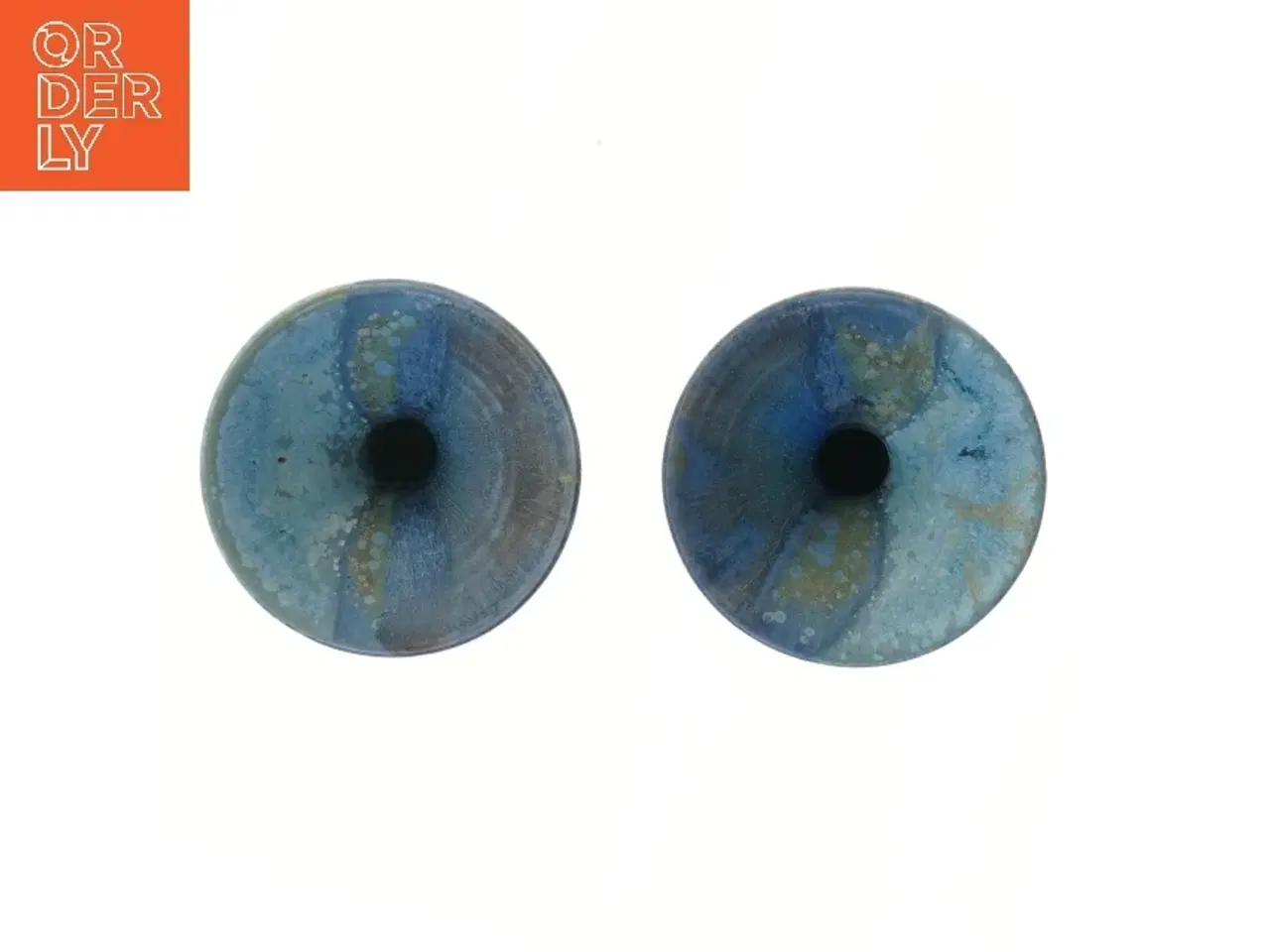 Billede 2 - Blå keramiklysestager, Dorte Visby Keramik (str. 2 stk Ø 11 cm længde 10,5 cm)