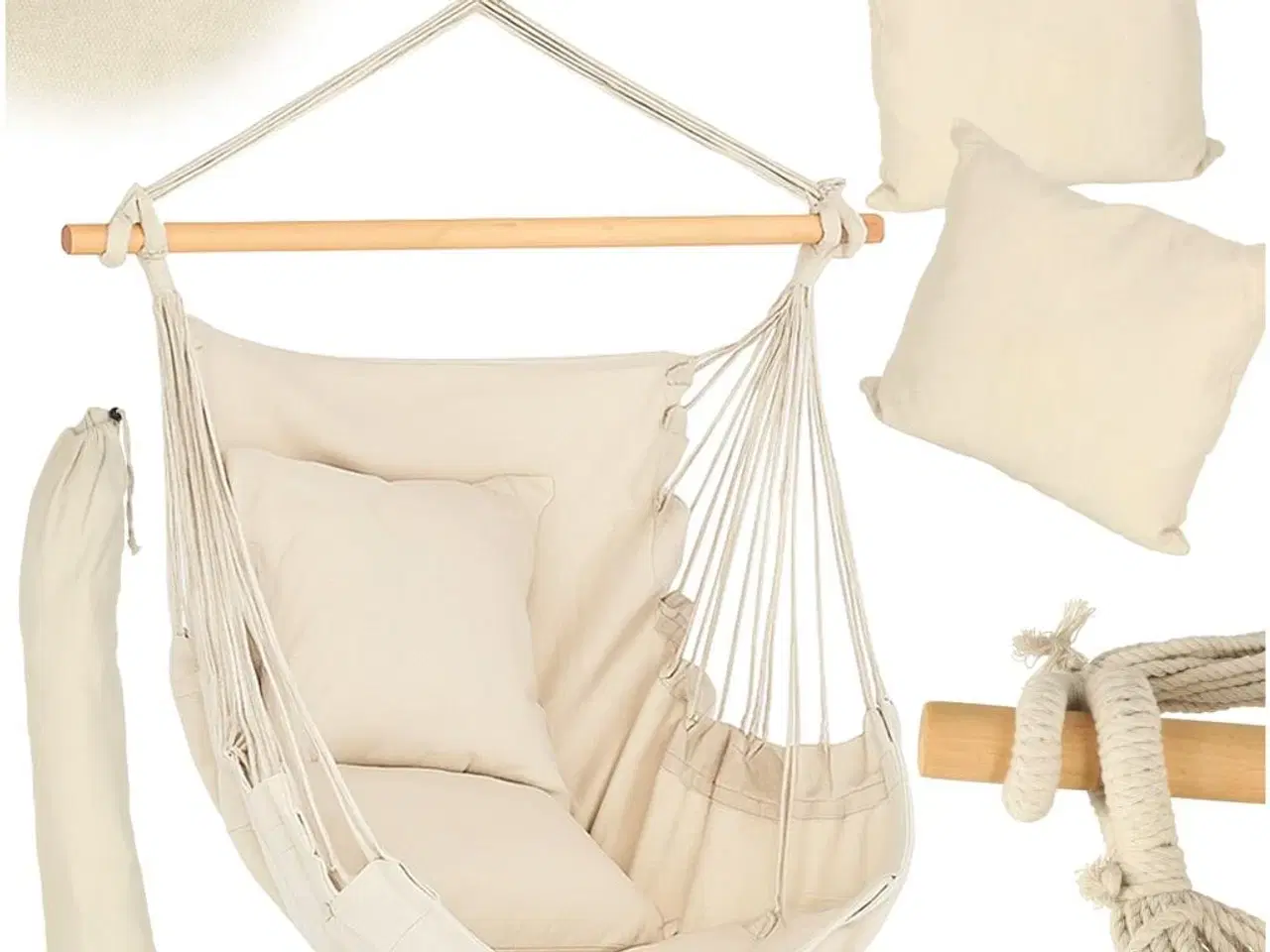 Billede 1 - Hængekøje-stol med fodstøtte – boho loungestol 130 cm, beige