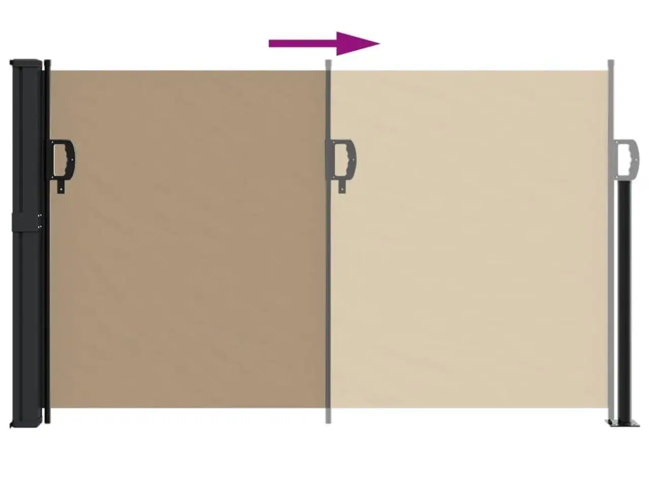 Billede 5 - Sammenrullelig sidemarkise 120x500 cm gråbrun