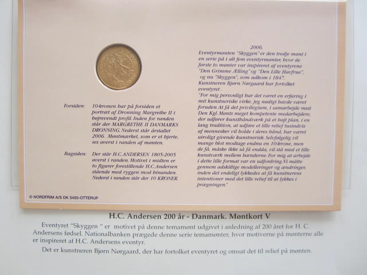 Billede 2 - Møntkort H.C. Andersen 200 år. "Skyggen".