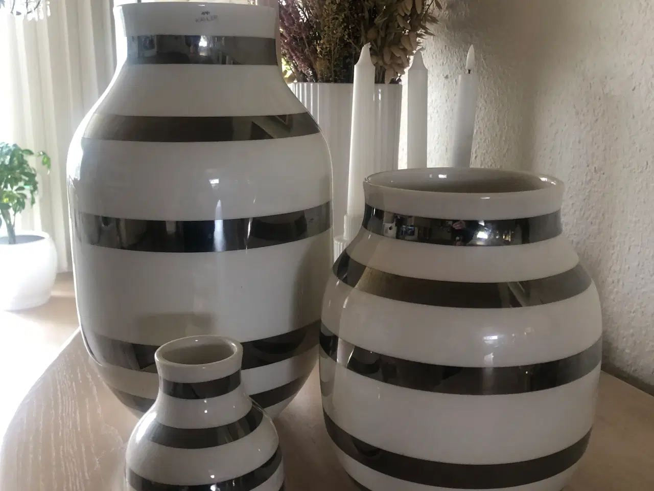 Billede 1 - Kahler vaser med sølv striber 3 stk 