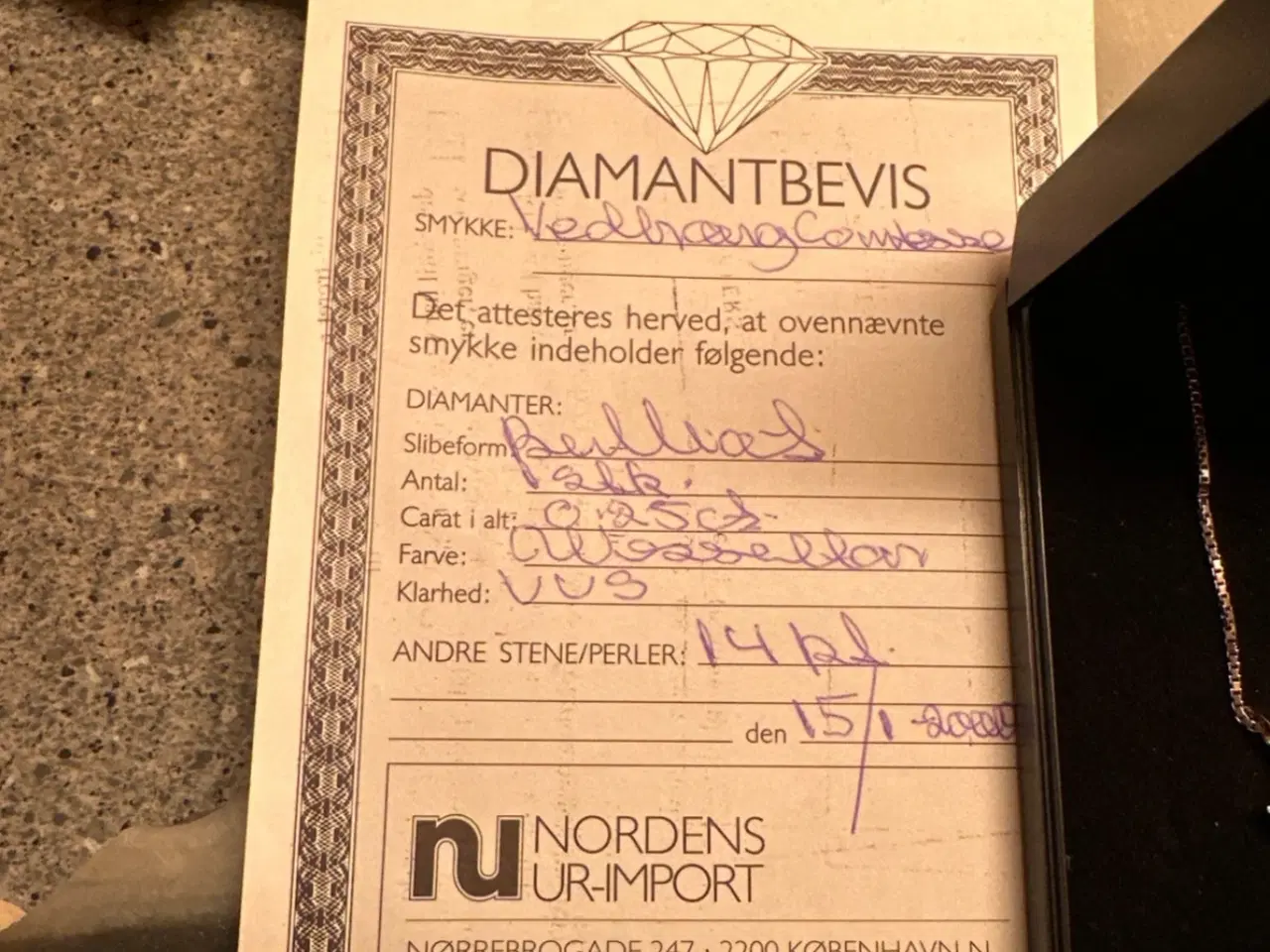 Billede 3 - Hvidgulds halskæde 14 karat med 0,25 diamant